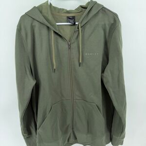 Oakley Mens Full Zip Hoodie Olive Green Custom Fit Sweatshirt XL AJ776365